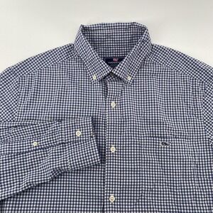 Vineyard Vines Shirt‎ Mens Medium Blue Check Performance Classic Fit Tucker Golf